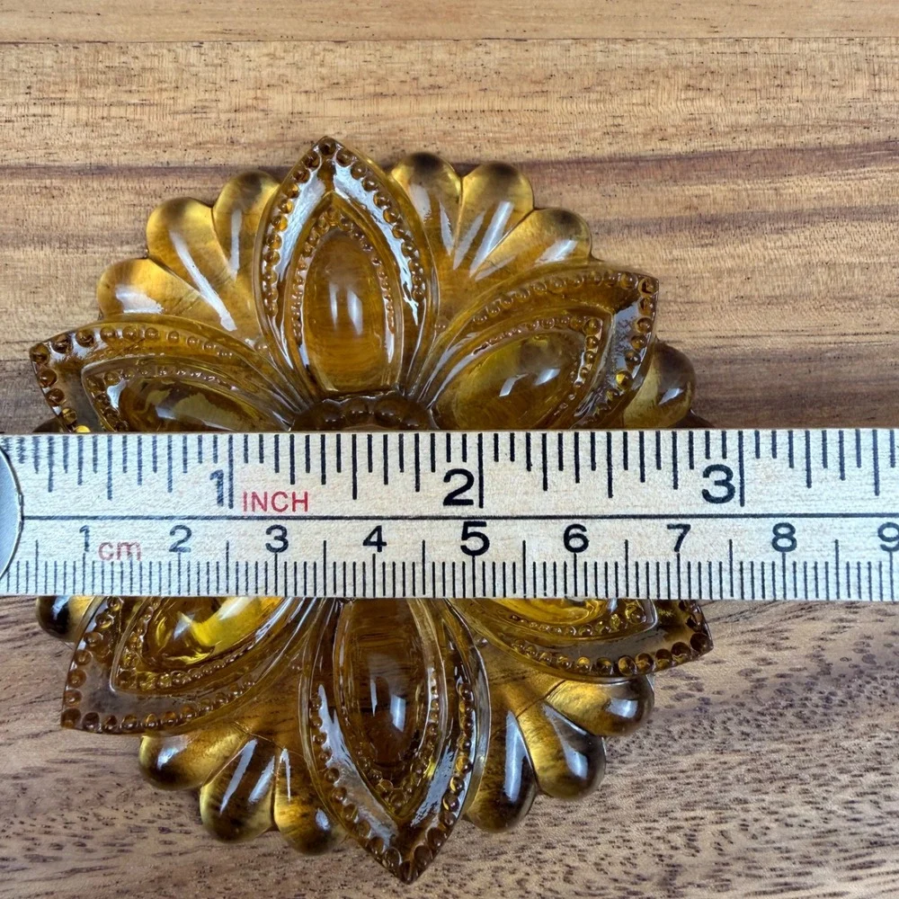Antique Amber Pressed Glass Curtain Tie-Backs 3